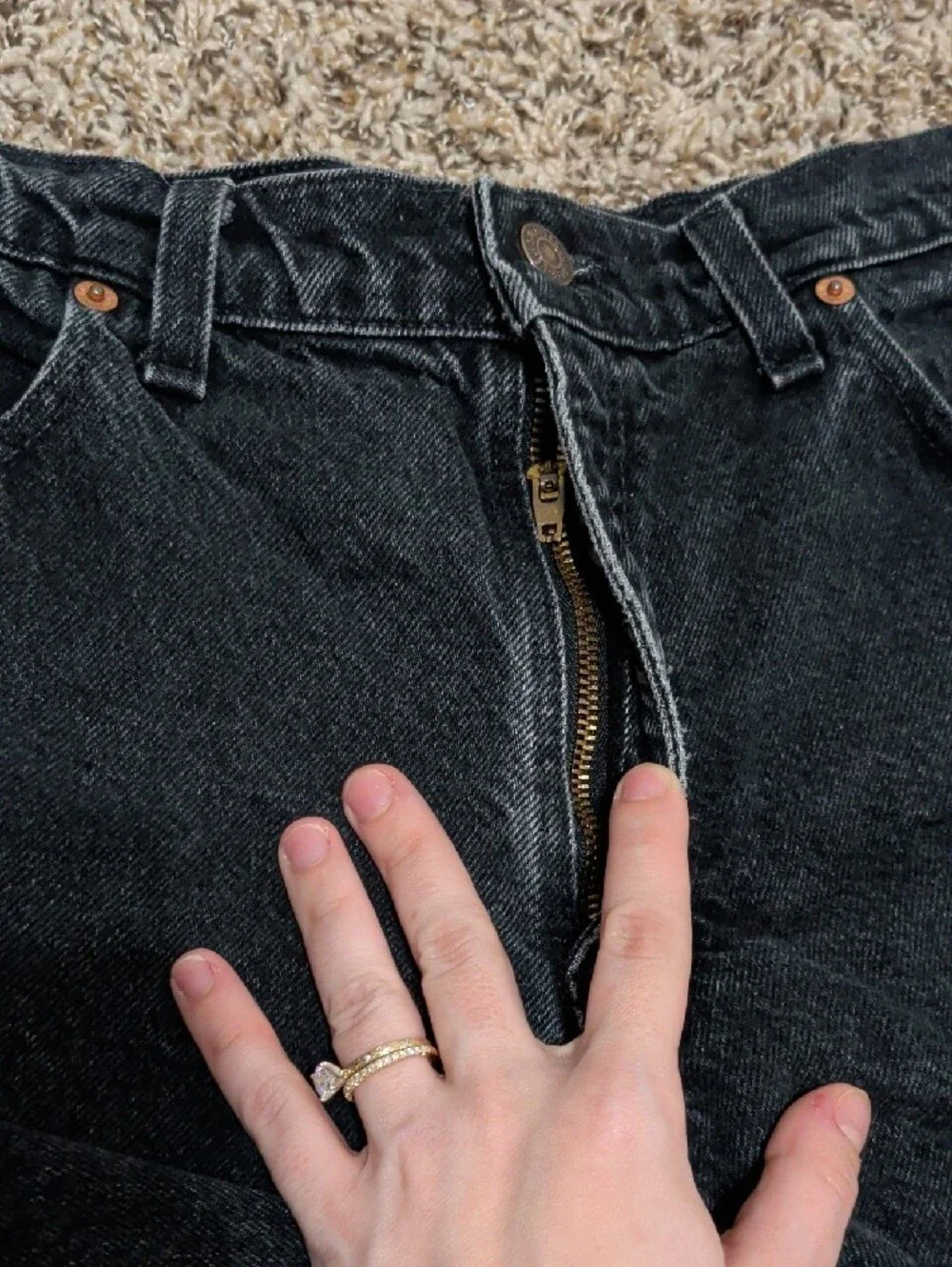 Levis 1994 vintage 550 relaxed fit black denim high rise long inseam shorts